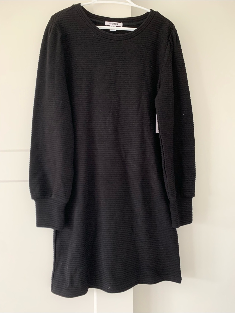 BB Dakota Black Textured Ribbed Sweater Dress